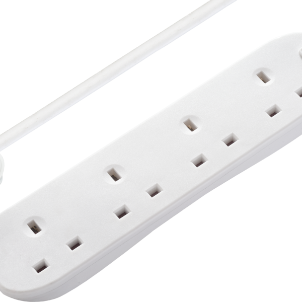 MASTERPLUG BFG3N-ME 3m Extension Cord-4 Socket Power Cable with Safety Shutters, BS1363-2 Certified, Wall-Mounted Wire Extension for Home & Office