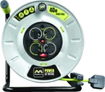 MASTER PLUG OTLU4013154SL-ME Pro-XT Four Socket 40-meter Open Cable Reel Extension Lead with Winding Handle, Thermal Cut Out and Power Switch