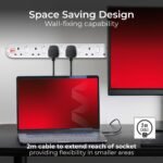 MASTER PLUG SRG6210N-ME 2m Extension Cord-6 Sockets Protected Power Cable Extender, Wire Extension with Safety Shutters, White - Image 4