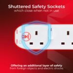 MASTER PLUG SRG6210N-ME 2m Extension Cord-6 Sockets Protected Power Cable Extender, Wire Extension with Safety Shutters, White - Image 5
