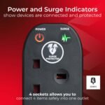 MASTER PLUG SRG4210NB-M 2m Extension Cord-4 Sockets Surge Protected Power Cable Extender, Wire Extension with Safety Shutters, Black - Image 4