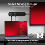 MASTER PLUG SRG4210NB-M 2m Extension Cord-4 Sockets Surge Protected Power Cable Extender, Wire Extension with Safety Shutters, Black - Image 6