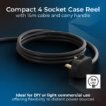 MASTER PLUG HST1513/4BL-ME Four Socket 15-meter Open Cable Case Extension Lead with Handle - Image 3