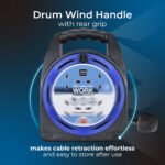 MASTER PLUG HST1513/4BL-ME Four Socket 15-meter Open Cable Case Extension Lead with Handle - Image 4