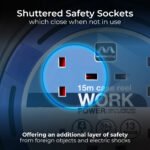 MASTER PLUG HST1513/4BL-ME Four Socket 15-meter Open Cable Case Extension Lead with Handle - Image 5