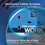 MASTER PLUG LCT1213/4BL-ME 4 Socket 12m Large Cassette Reel Extension Lead - Image 5