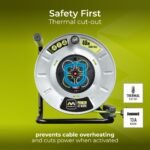 MASTER PLUG OTLU4013154SL-ME Pro-XT Four Socket 40-meter Open Cable Reel Extension Lead with Winding Handle, Thermal Cut Out and Power Switch - Image 2
