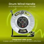 MASTER PLUG OTLU4013154SL-ME Pro-XT Four Socket 40-meter Open Cable Reel Extension Lead with Winding Handle, Thermal Cut Out and Power Switch - Image 4