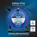 MASTER PLUG LDCC251315/4BL-ME Four Socket Medium 25-meter Open Cable Reel Extension Lead with Handle - Image 2