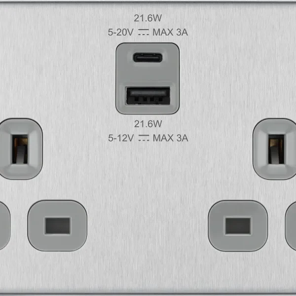 SWITCHES AND SOCKETS - BG 13A double switched socket with A & C type USB outlet