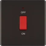 SWITCHES AND SOCKETS- BG 45A DP switch with LED indicator 3x3 square plate - Image 3