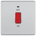 SWITCHES AND SOCKETS- BG 45A DP switch with LED indicator 3x3 square plate