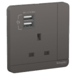 SWITCHES AND SOCKETS- SCHNEIDER- 13A single switched socket with 2x2.1A USB - Image 2