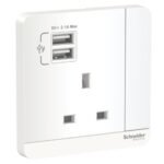 SWITCHES AND SOCKETS- SCHNEIDER- 13A single switched socket with 2x2.1A USB - Image 4
