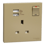 SWITCHES AND SOCKETS- SCHNEIDER- Switch Socket, 13A, 1 gang, 2.1A two port USB