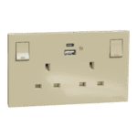 SWITCHES AND SOCKETS- SCHNEIDER- Double switched socket with USB charger, 13A, 21W, type A+C