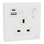 SWITCHES AND SOCKETS-SCHNEIDER- 13A Single Switched socket with A+C USB Charger - Image 3
