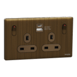 SWITCHES AND SOCKETS-SCHNEIDER-13A Twin Switched socket with A+C USB Charger - Image 3