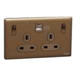 SWITCHES AND SOCKETS-SCHNEIDER-13A Twin Switched socket with A+C USB Charger