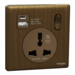 SWITCHES AND SOCKETS-SCHNEIDER-16A 1 Gang International socket with USB - Image 3