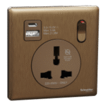 SWITCHES AND SOCKETS-SCHNEIDER-16A 1 Gang International socket with USB