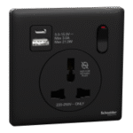 SWITCHES AND SOCKETS-SCHNEIDER-16A 1 Gang International socket with USB - Image 2