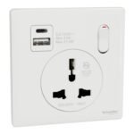 SWITCHES AND SOCKETS-SCHNEIDER-16A 1 Gang International socket with USB - Image 3